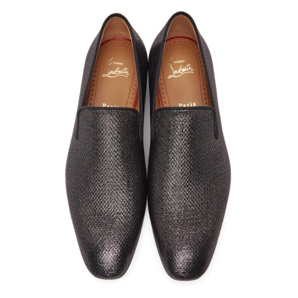 Christian Louboutin Black Metallic Dandelion Loafers Fancy night out shoes